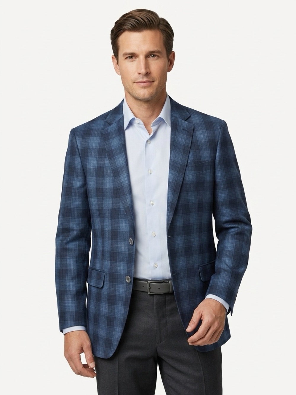 Lauren Ralph Lauren Men's Linen Plaid Blazer Sport Coat Blue 38R
